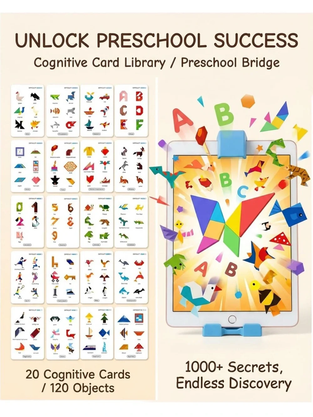 STEM Toys for Kids Ages 4-6, AR Tangram Puzzles with 1000+ Combinations  nwt
